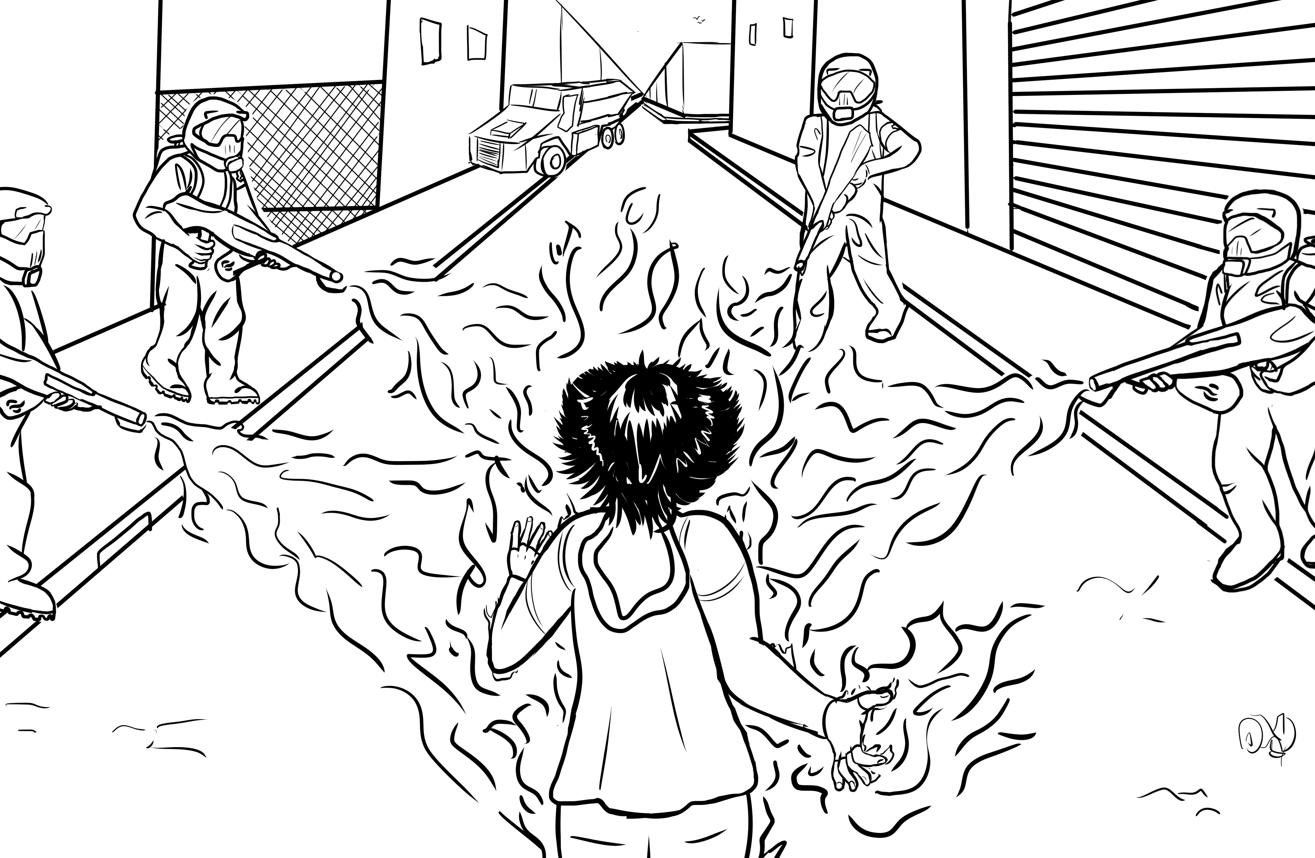 Sherman's March Burns Atlanta Florence和四个手持火焰喷射器的实体交战。