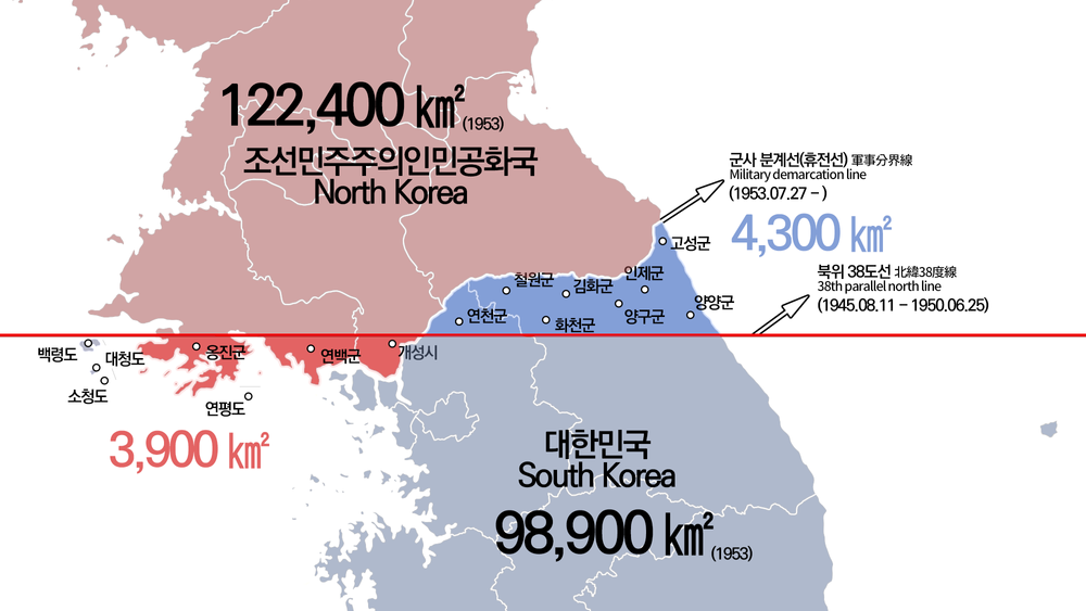 朝鲜战争前后两国领土变化